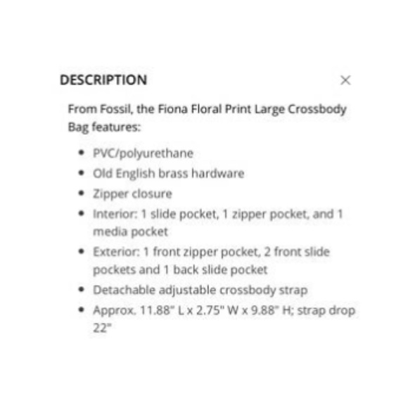 NWT Fossil Fiona Large Pink Floral Crossbody ZB727 - Picture 8 of 8